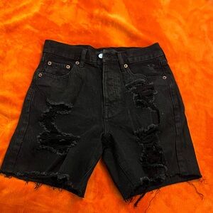 Aeropostale Distressed Black Jean Shorts